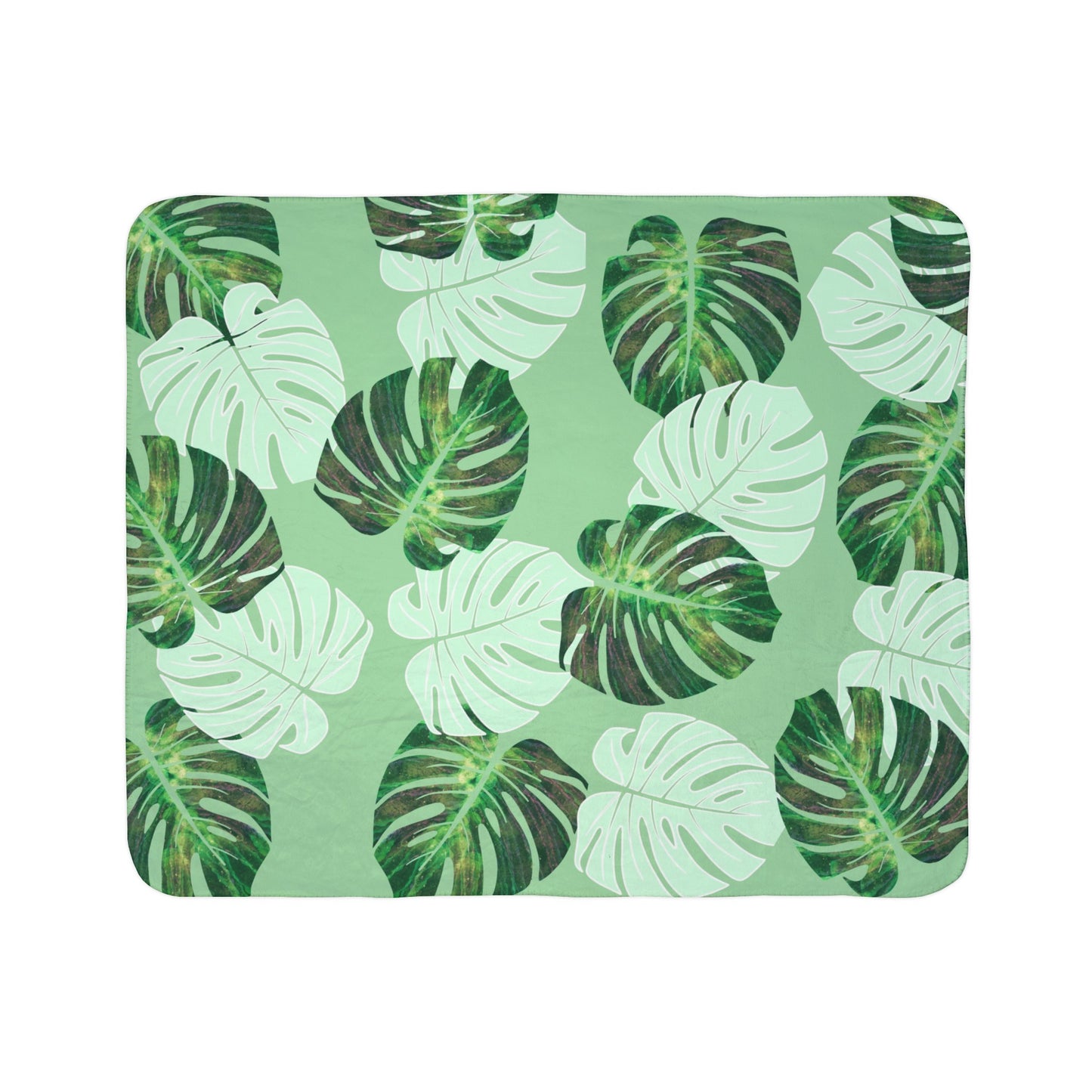 Monstera Fleece Sherpa Blanket