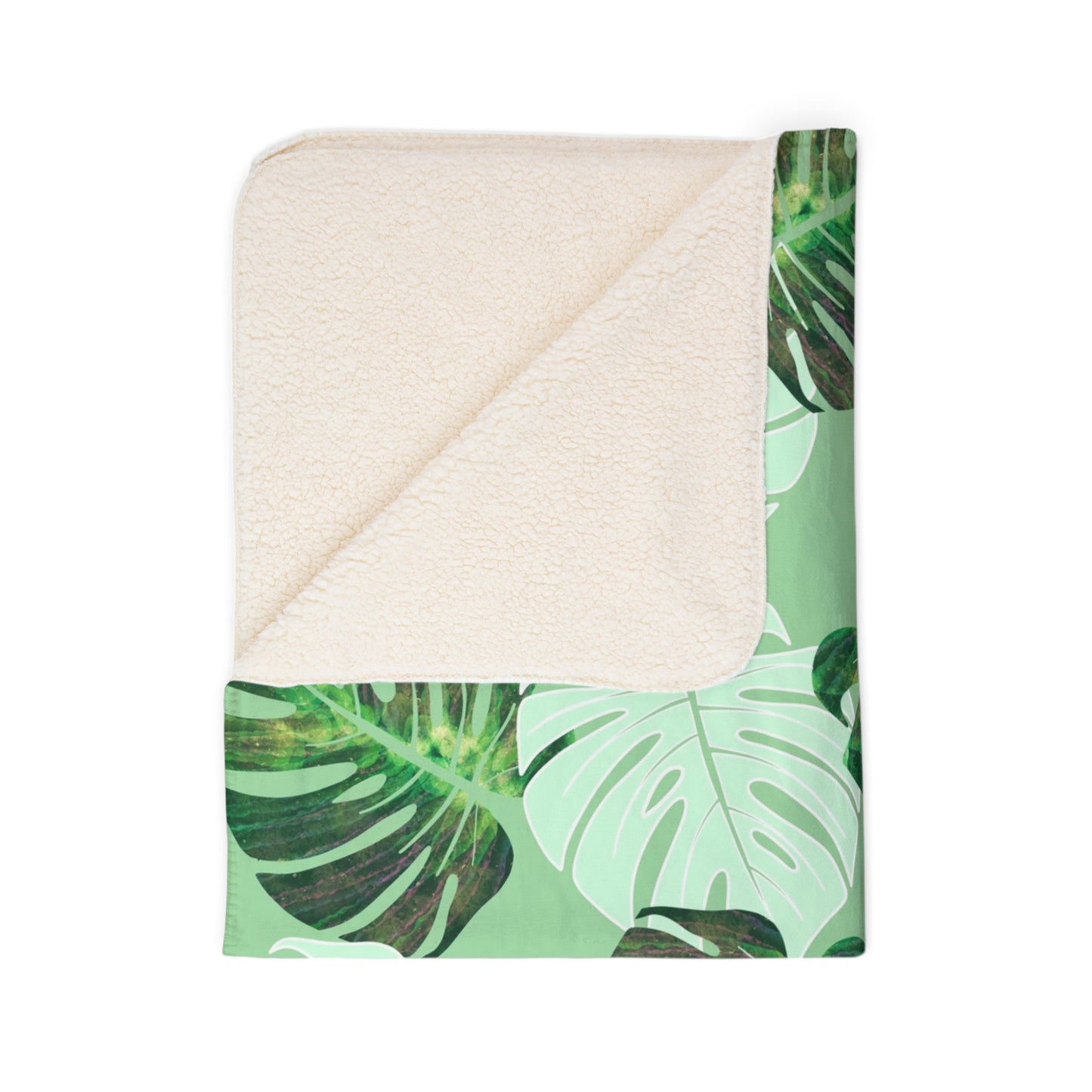 Monstera Fleece Sherpa Blanket