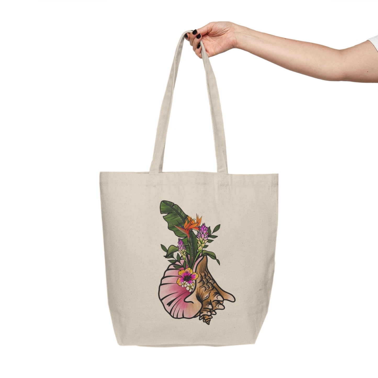 “The Conch” Canvas Shopping Tote