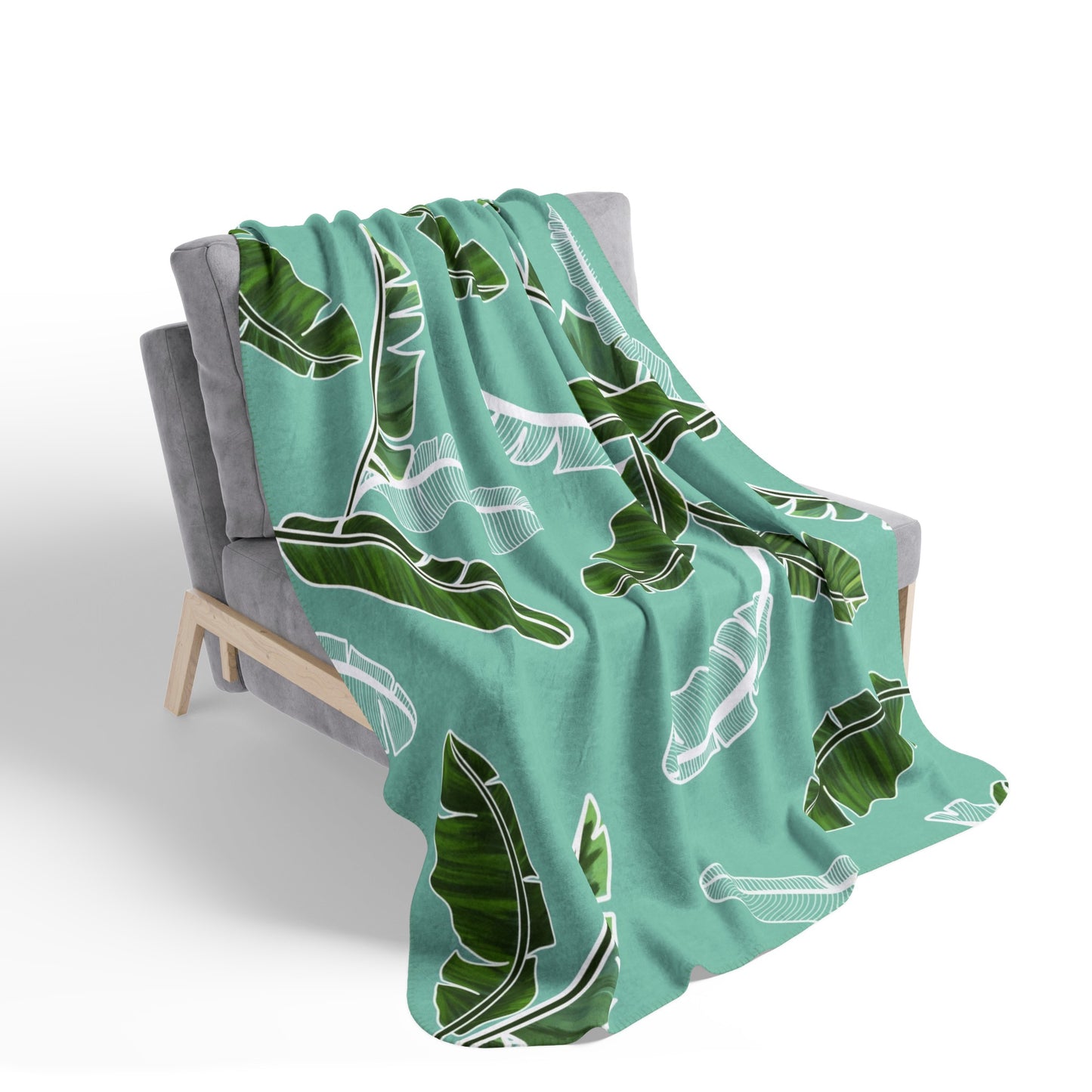 Banana Leaf Fleece Sherpa Blanket