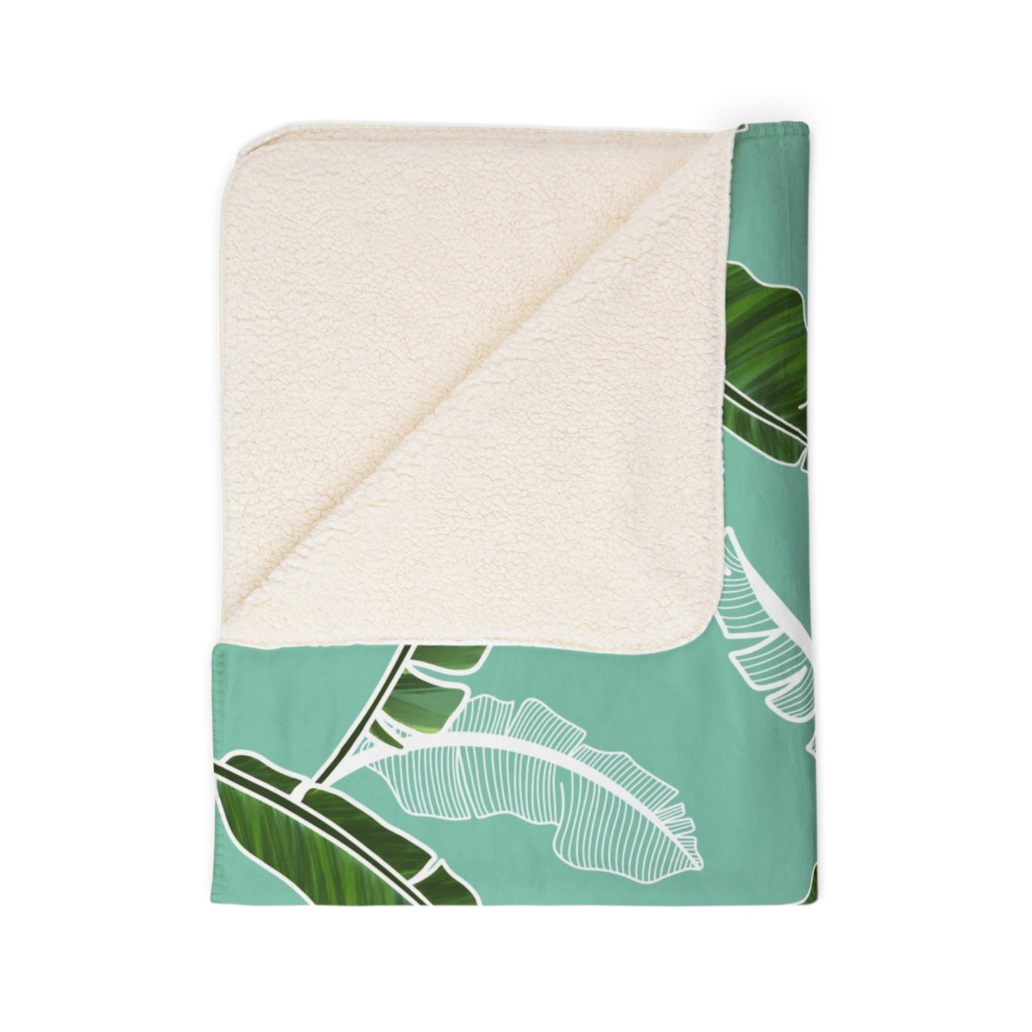 Banana Leaf Fleece Sherpa Blanket