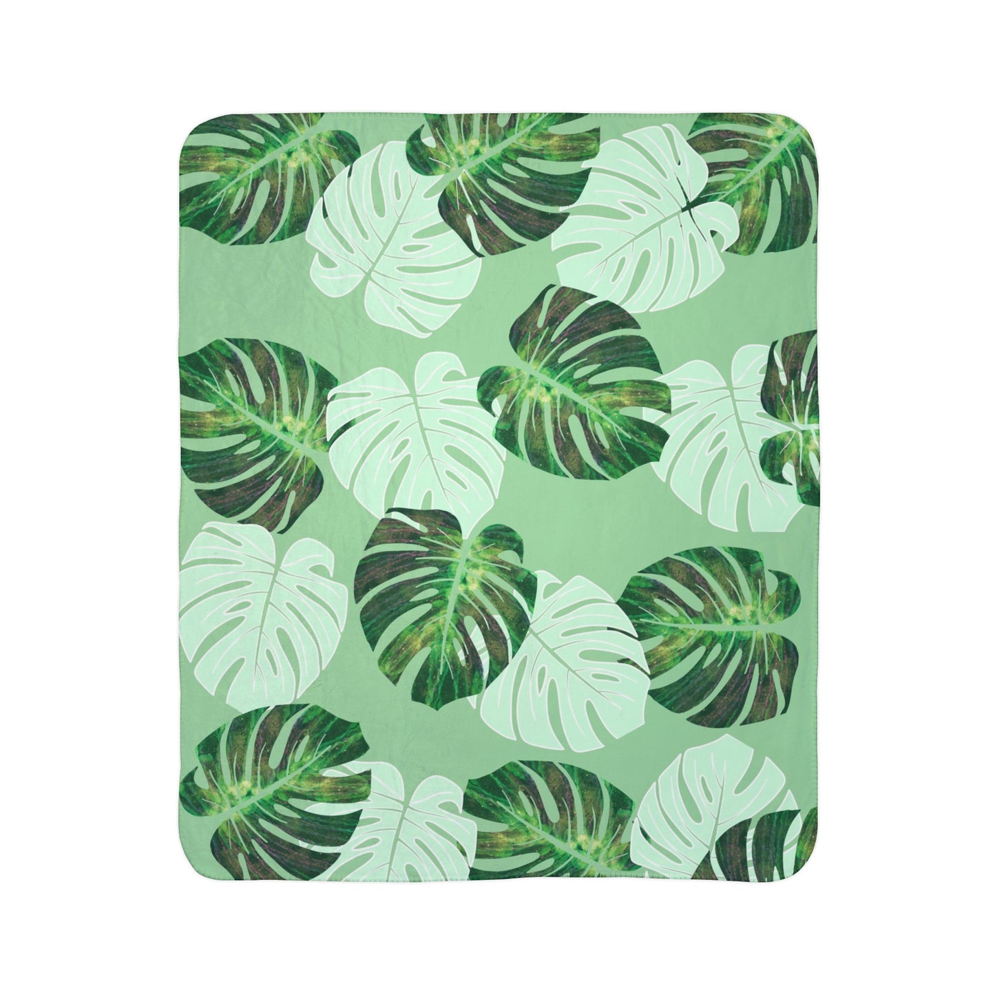 Monstera Fleece Sherpa Blanket