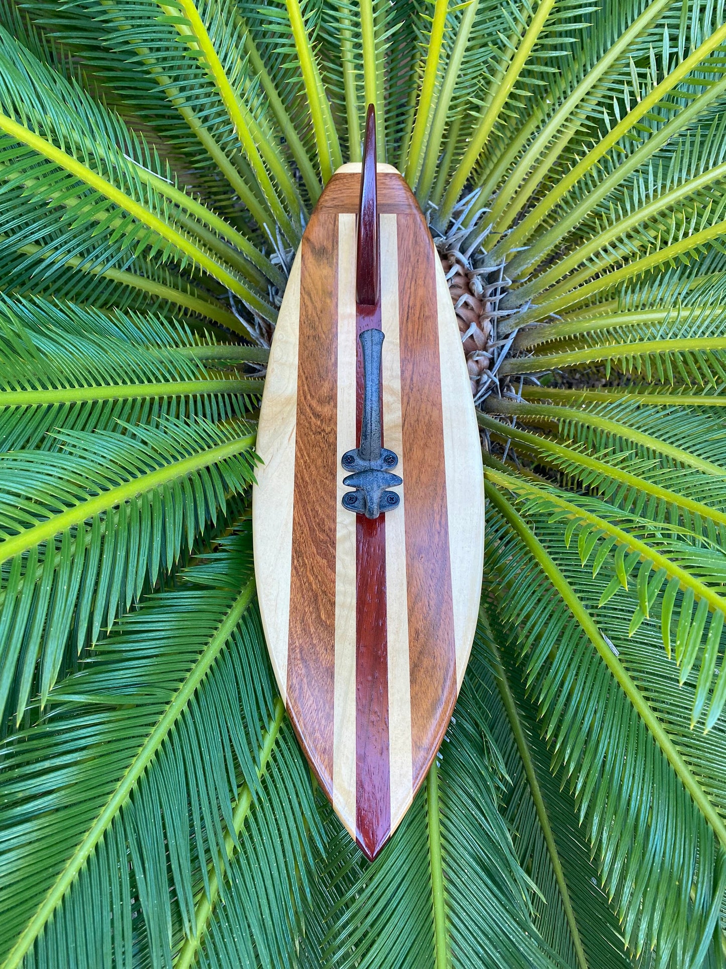 Hand shaped Hardwood Surfboard Coat Hanger