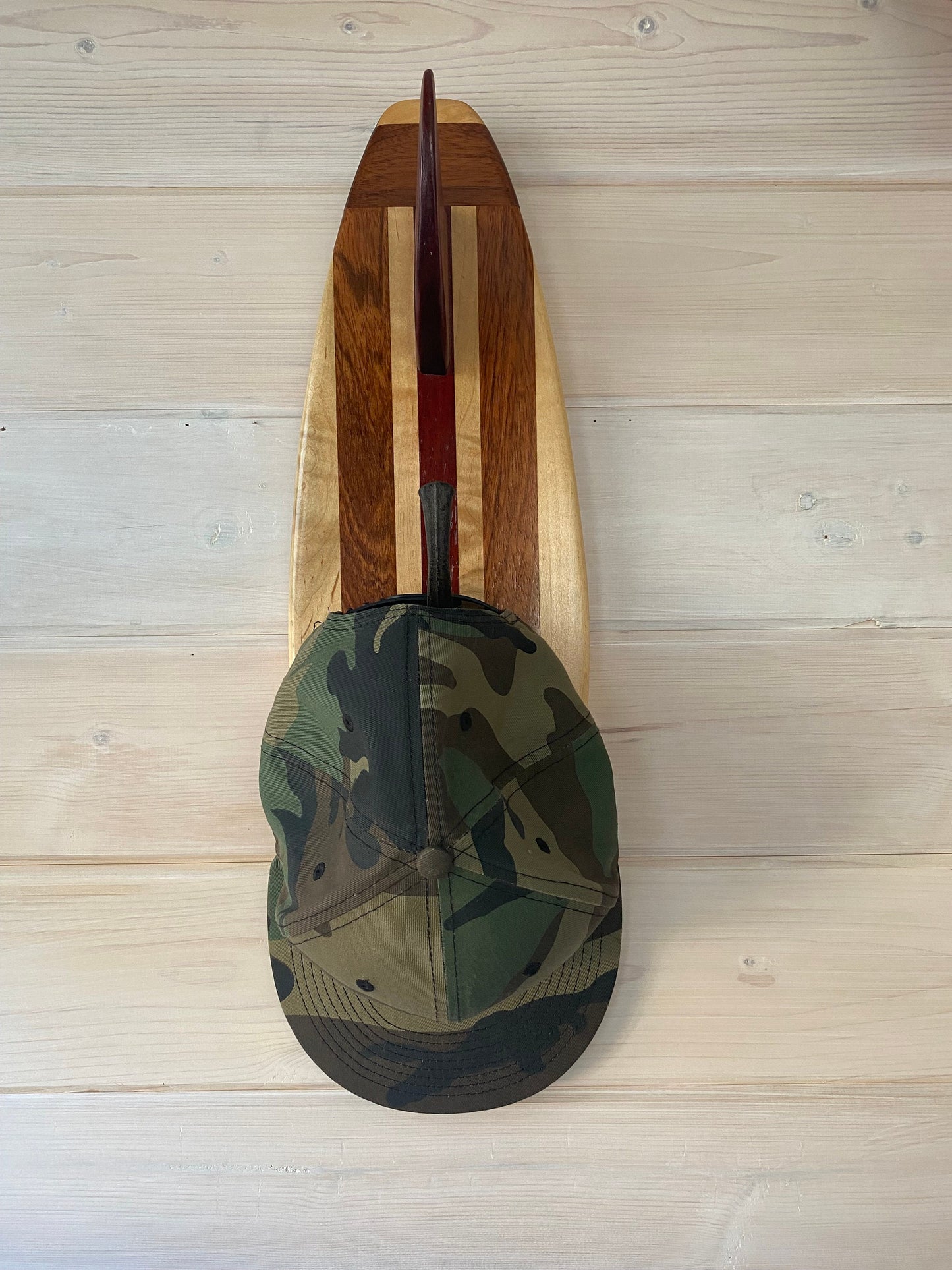 Hand shaped Hardwood Surfboard Coat Hanger