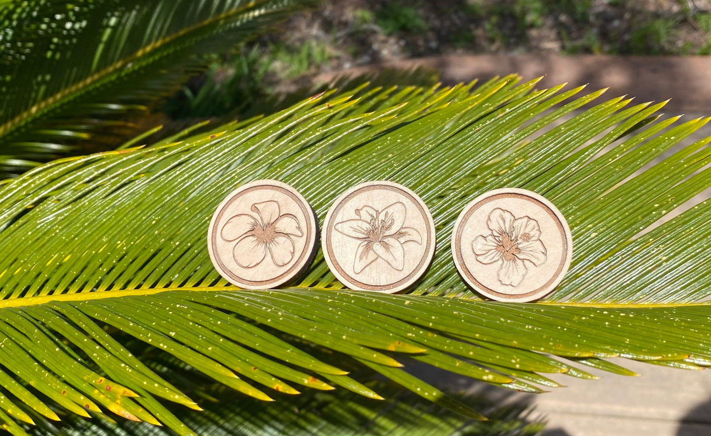 Set of Three Tropical Flower Magnets