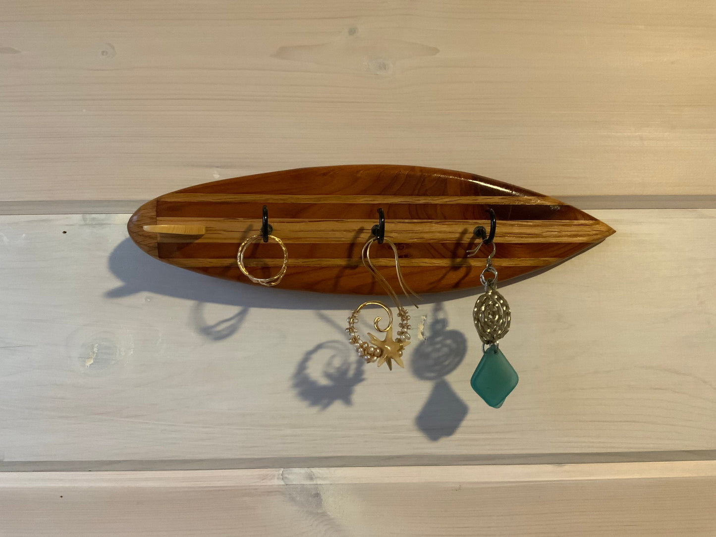 Hardwood Mini Surfboard with Cup Hooks