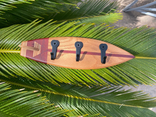 Solid Wood Mini Surfboard Accessory Hanger