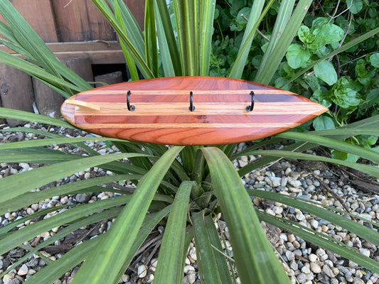 Hardwood Mini Surfboard with Cup Hooks