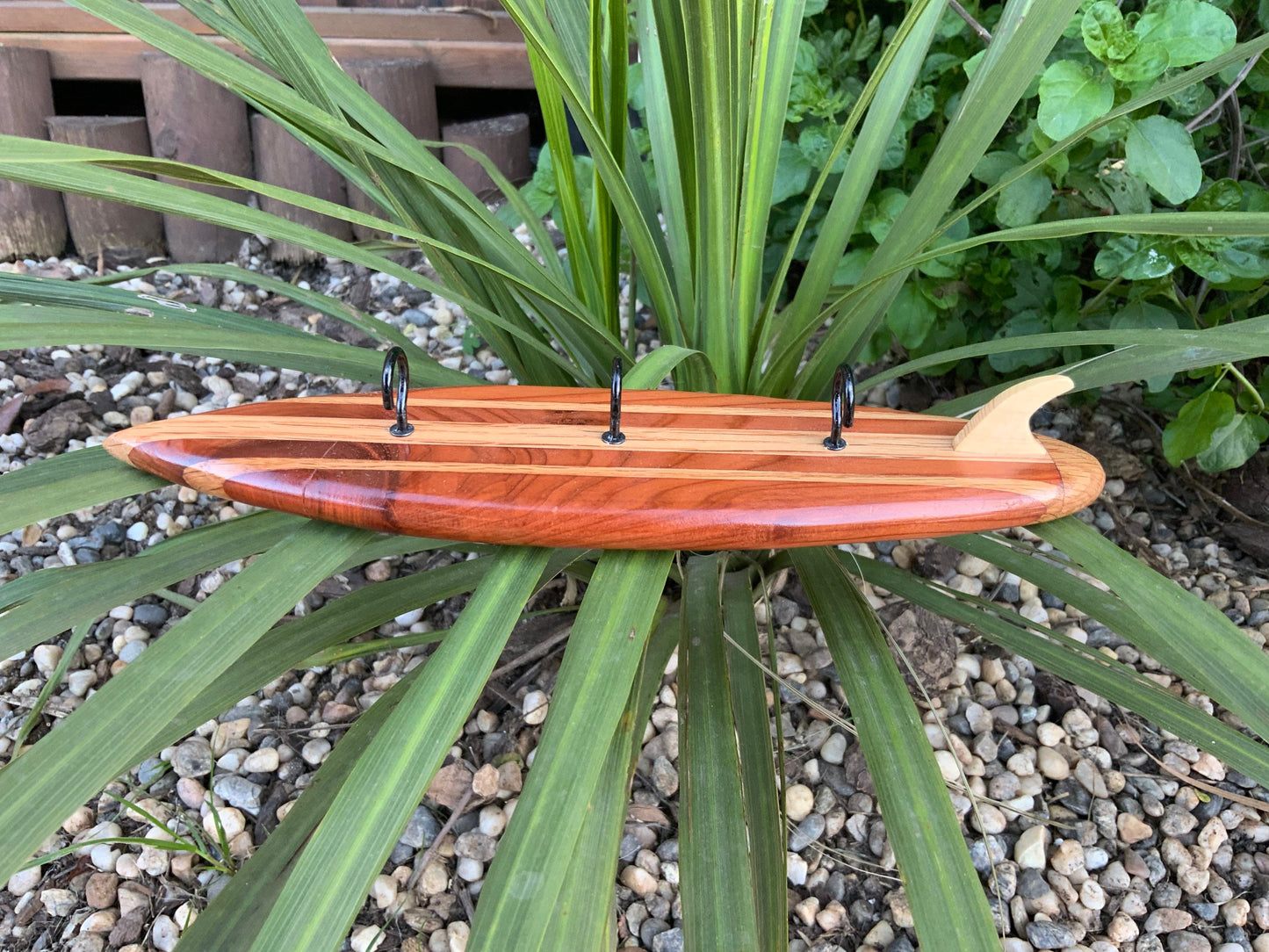 Hardwood Mini Surfboard with Cup Hooks