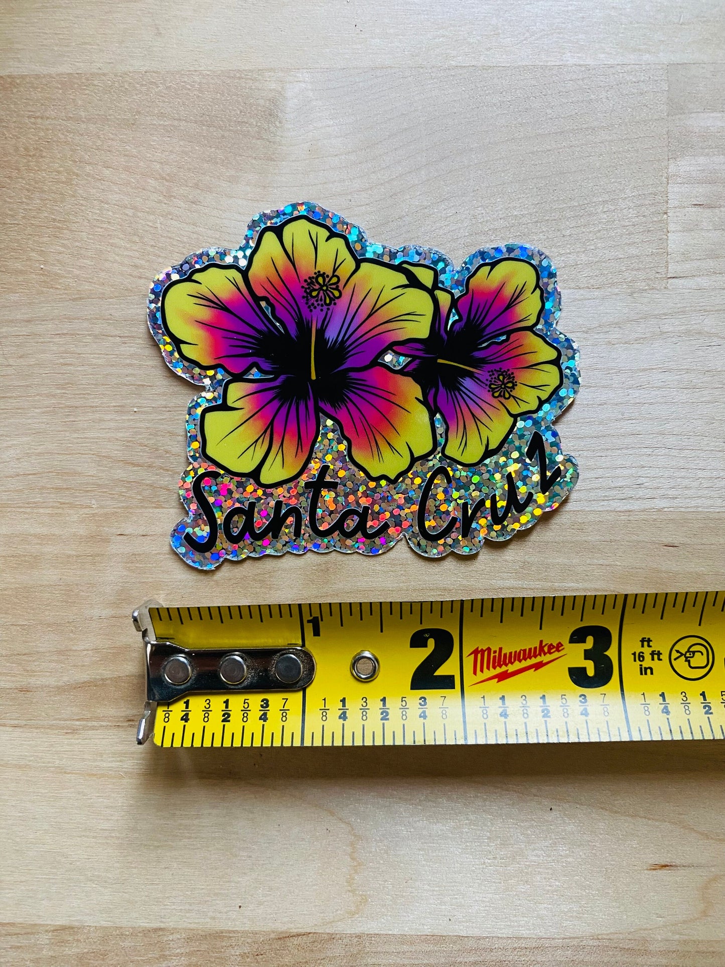 Hibiscus Glitter Sticker